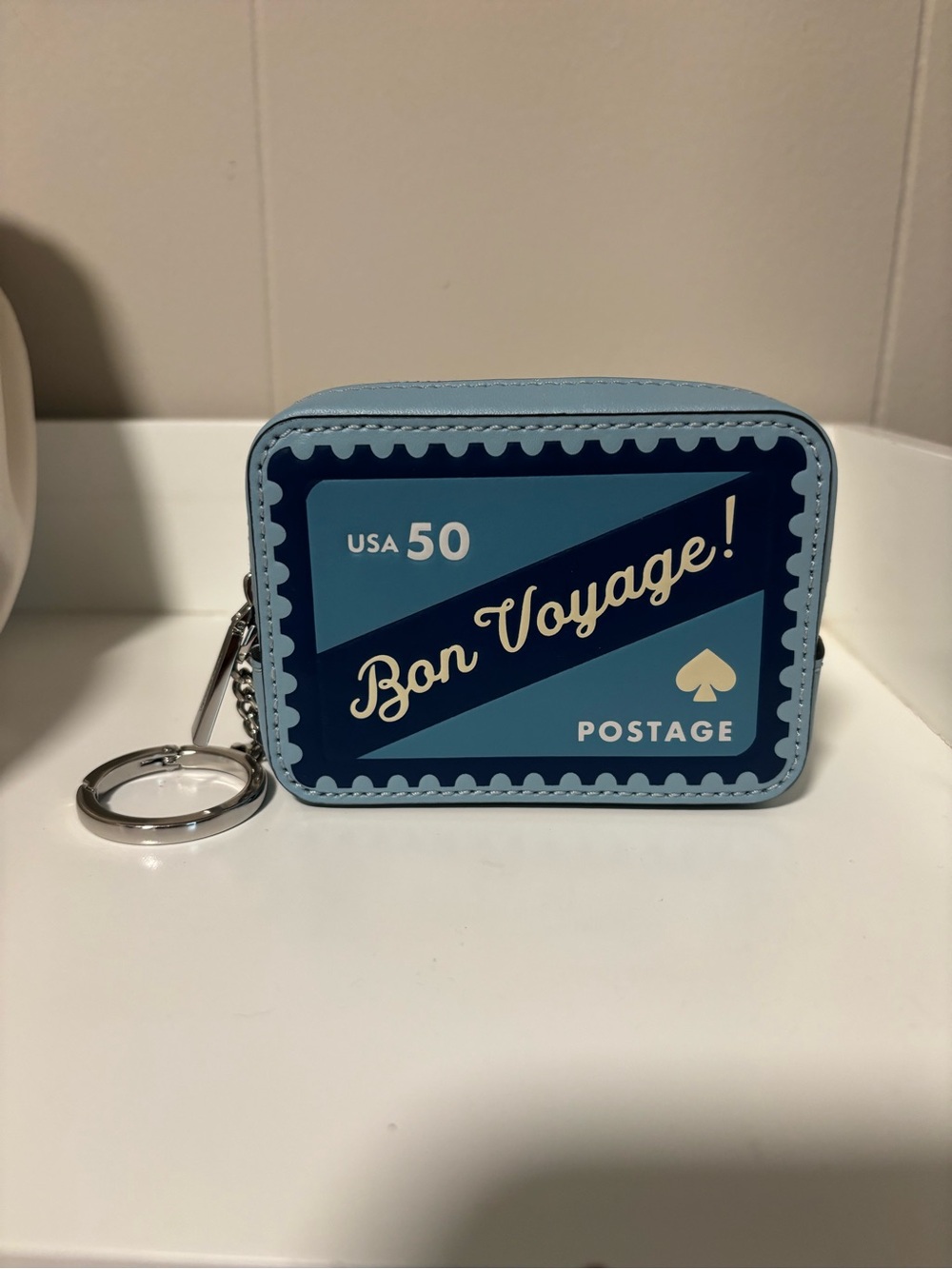 kate spade Light Blue 'Bon Voyage' Toiletry Coin Case Keyring